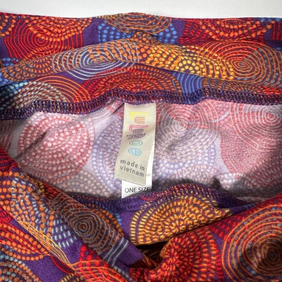 LuLaRoe Circles Hippie Red Blue Purple Orange White New Leggings One Size OS - Picture 4 of 6